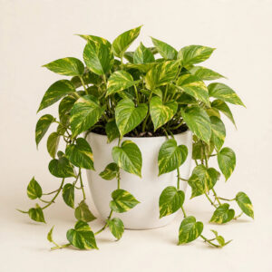 Golden Pothos (Epipremnum aureum) in white ceramic pot — buy online in Dubai, UAE | WS Plant