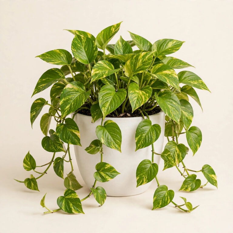 Golden Pothos (Epipremnum aureum) in white ceramic pot — buy online in Dubai, UAE | WS Plant