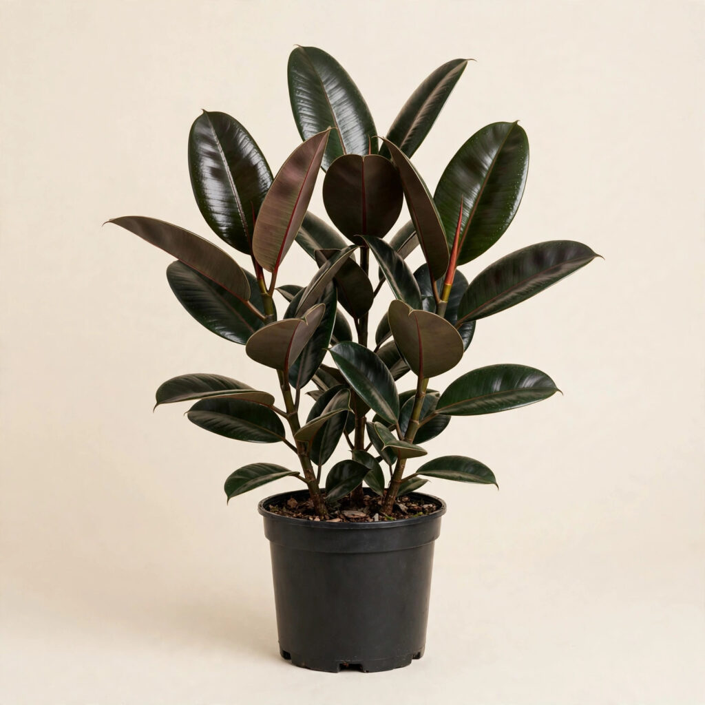 Rubber Plant (Ficus elastica) with glossy leaves in nursery pot — buy online in Dubai, UAE | WS Plant