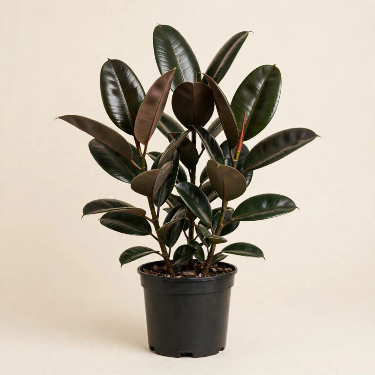 Rubber Plant (Ficus elastica) with glossy leaves in nursery pot — buy online in Dubai, UAE | WS Plant